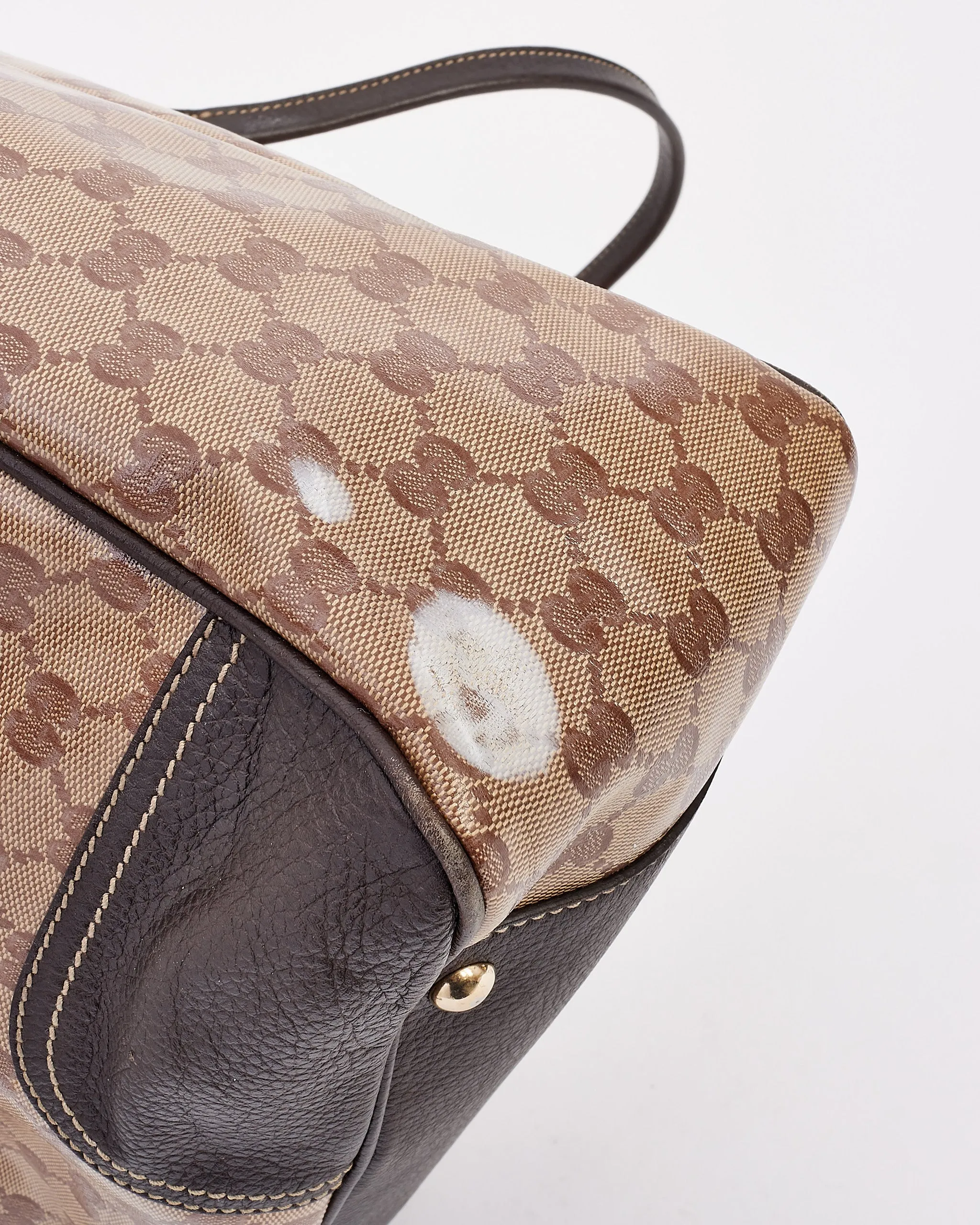 Gucci Brown GG Supreme Canvas Large Crystal Tote