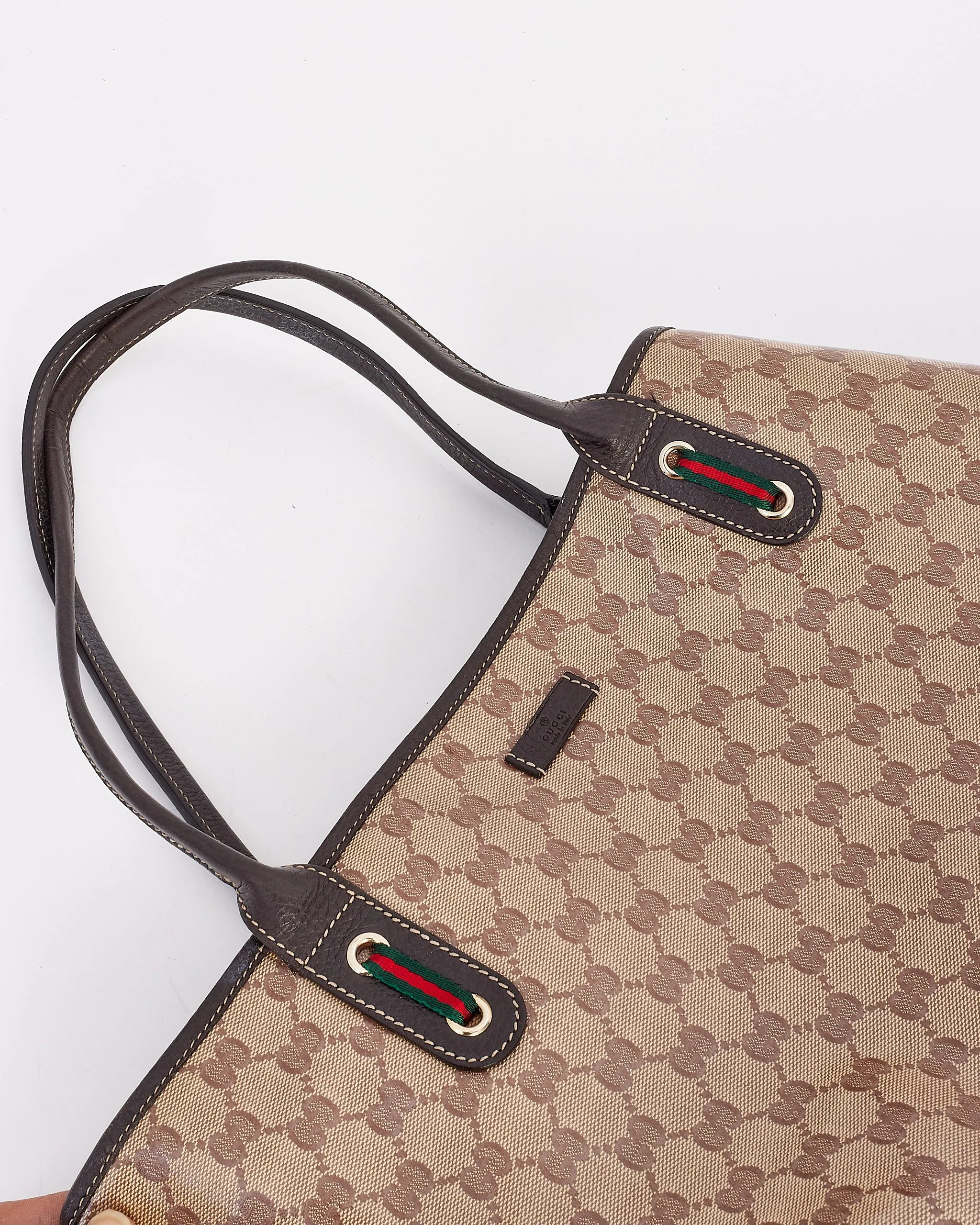 Gucci Brown GG Supreme Canvas Large Crystal Tote