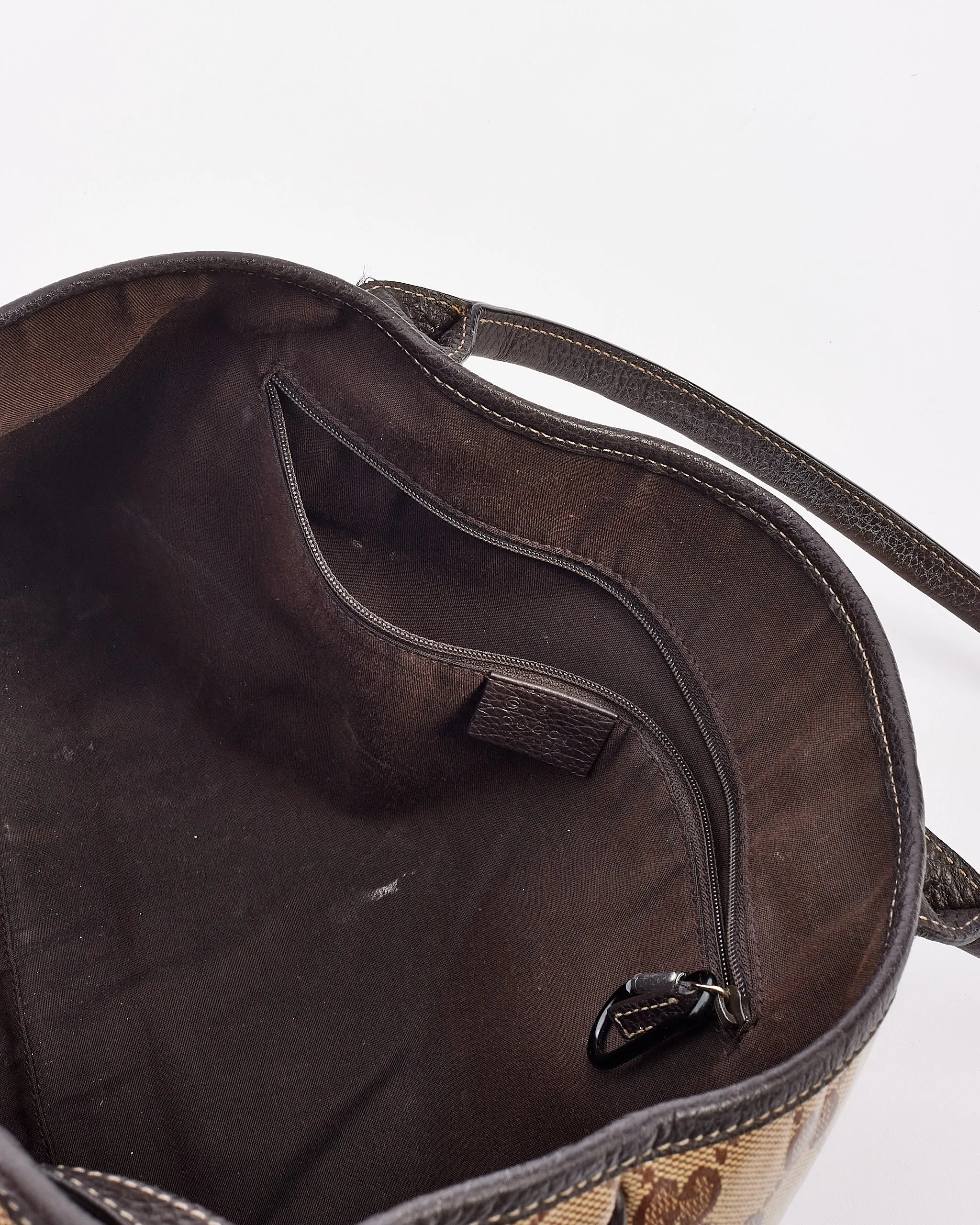 Gucci Brown GG Supreme Canvas Large Crystal Tote