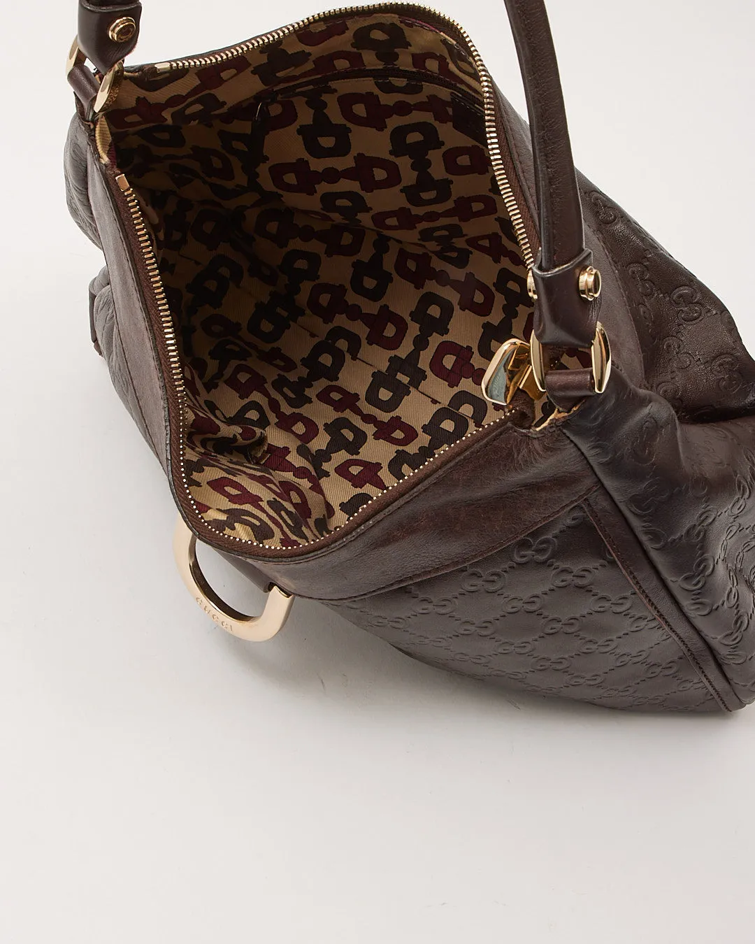 Gucci Brown GG Supreme Leather D Ring Hobo Shoulder Bag