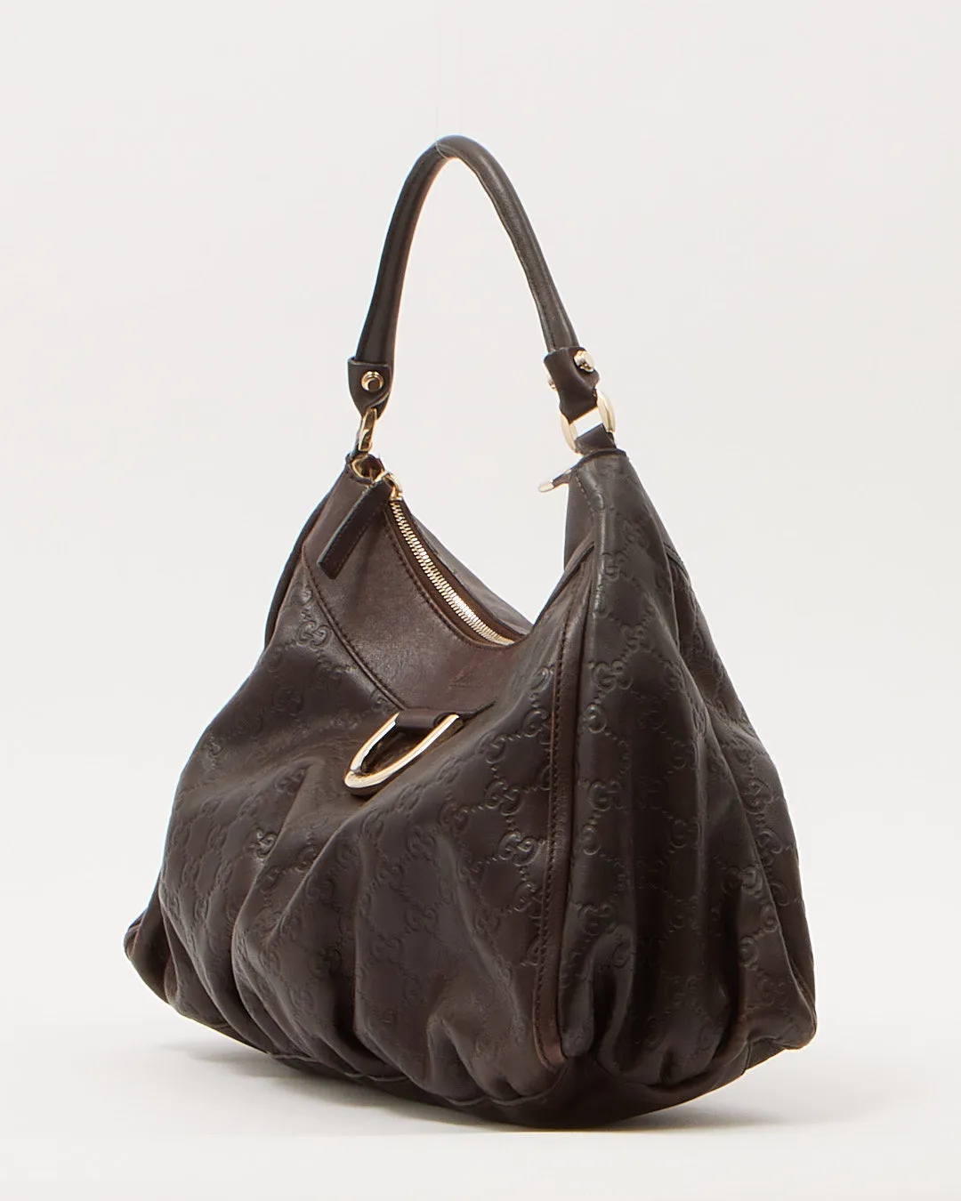 Gucci Brown GG Supreme Leather D Ring Hobo Shoulder Bag