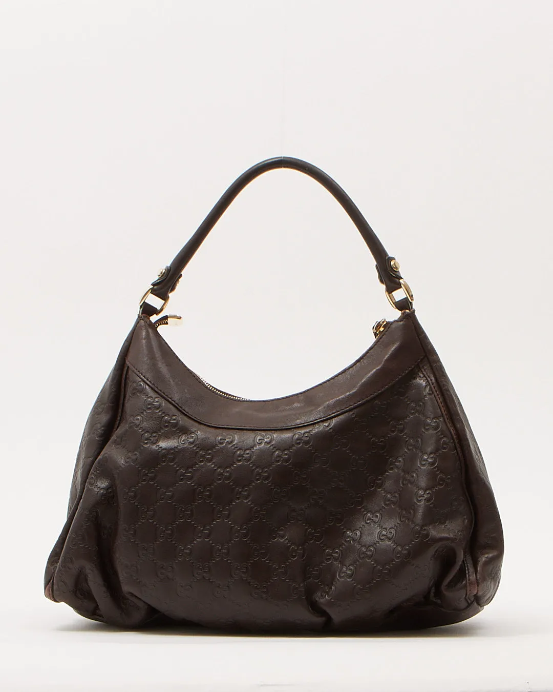 Gucci Brown GG Supreme Leather D Ring Hobo Shoulder Bag