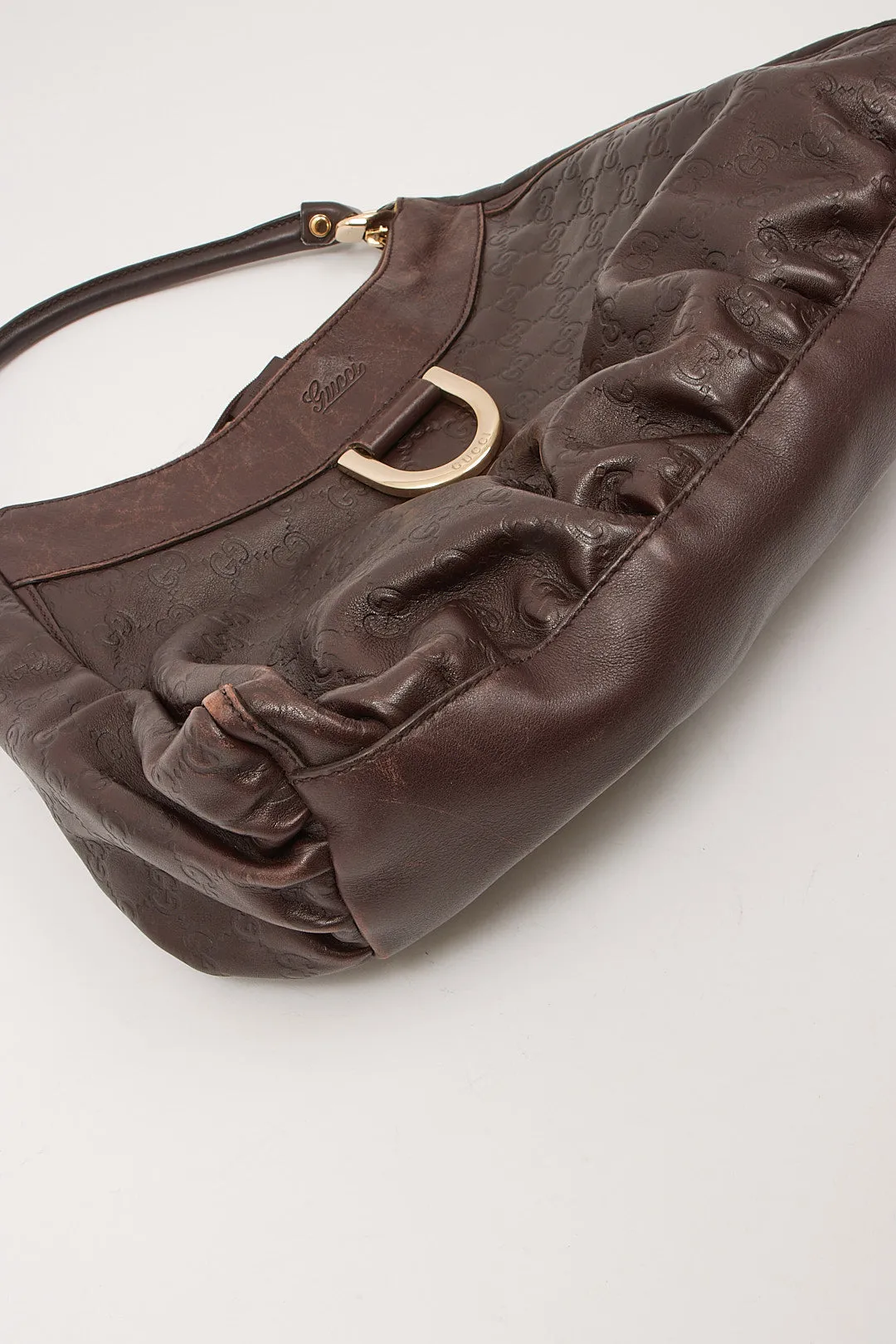 Gucci Brown GG Supreme Leather D Ring Hobo Shoulder Bag