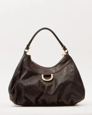 Gucci Brown GG Supreme Leather D Ring Hobo Shoulder Bag