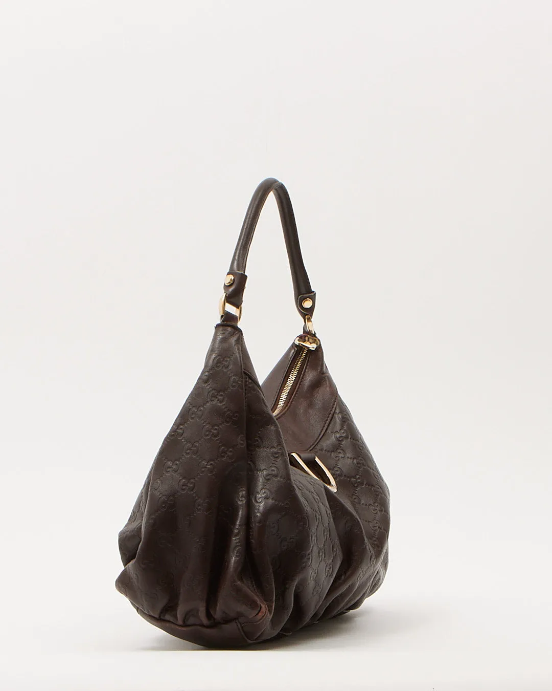 Gucci Brown GG Supreme Leather D Ring Hobo Shoulder Bag