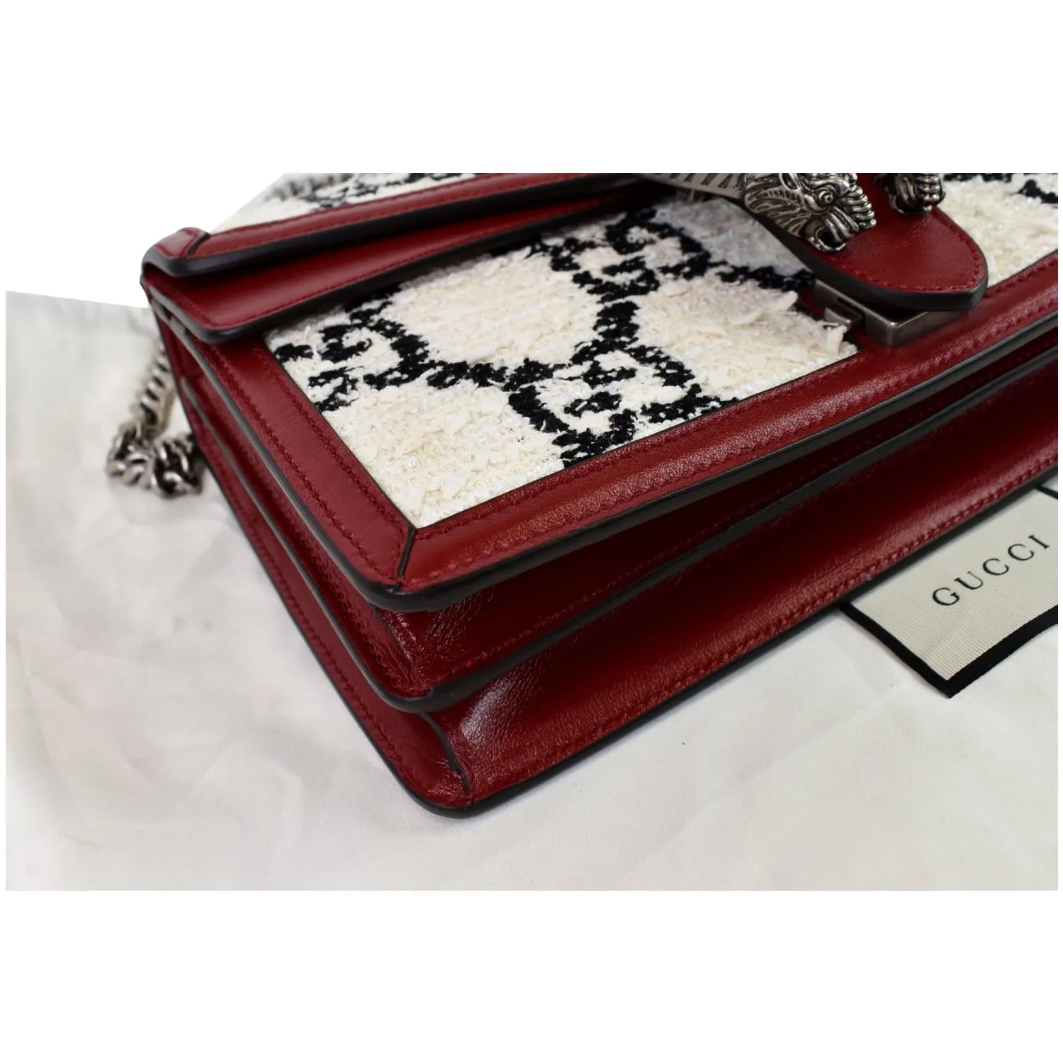 GUCCI Dionysus GG Tweed Small Shoulder Bag Cerise 400249