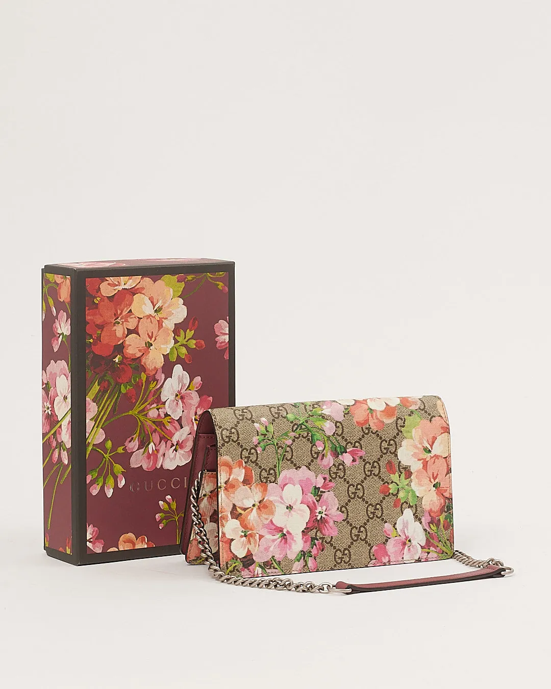 Gucci GG Coated Canvas Blooms Chain Shoulder Bag