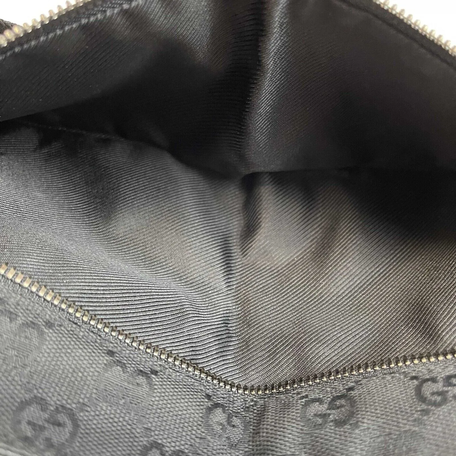 Gucci GG Monogram Double Pocket Belt Bum Bag Black Excellent