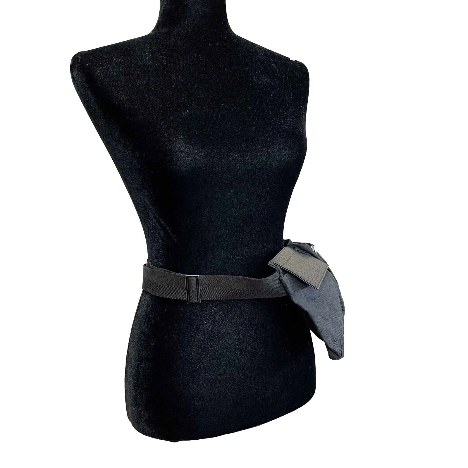 Gucci GG Monogram Double Pocket Belt Bum Bag Black Excellent