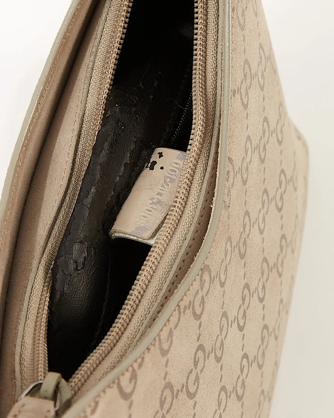 Gucci Grey GG Supreme Suede Bamboo Shoulder Bag