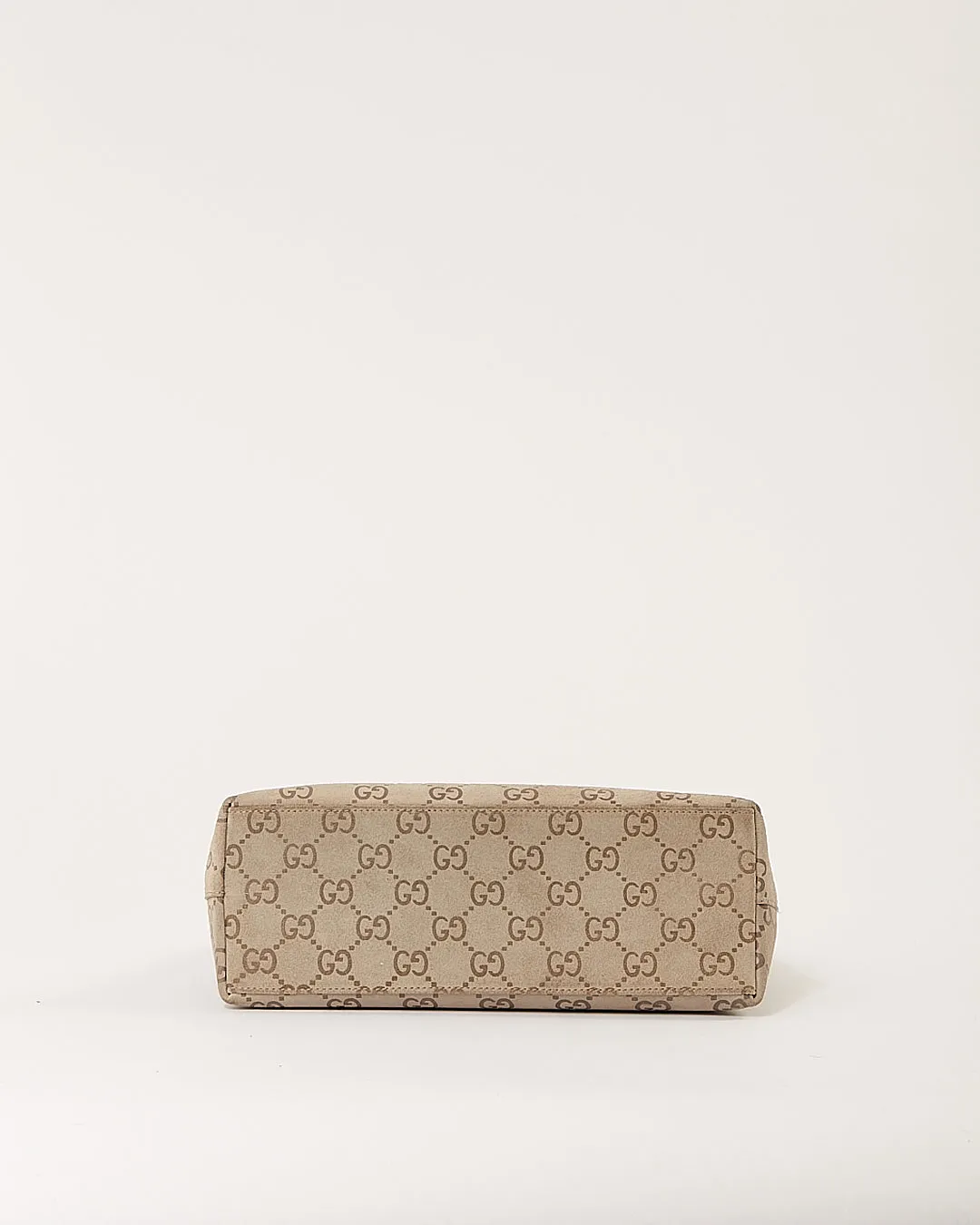 Gucci Grey GG Supreme Suede Bamboo Shoulder Bag