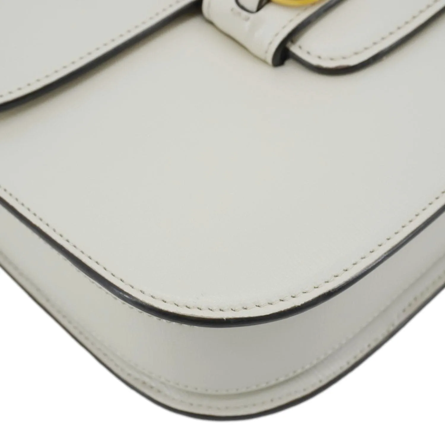 GUCCI Horsebit 1955 Small Leather Shoulder Bag White 602204