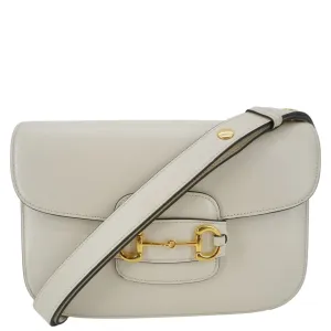 GUCCI Horsebit 1955 Small Leather Shoulder Bag White 602204