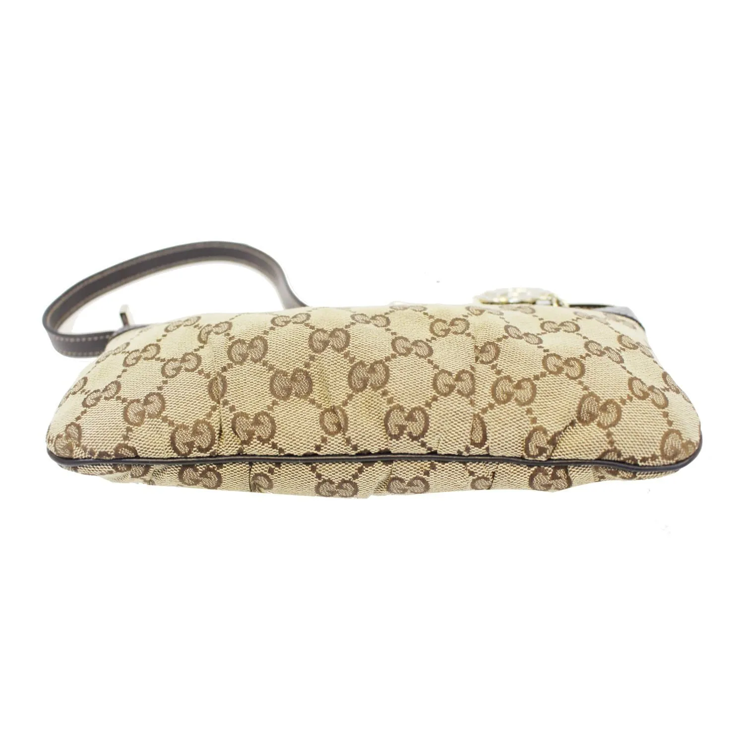 GUCCI Interlocking G Pochette GG Canvas Shoulder Bag Beige