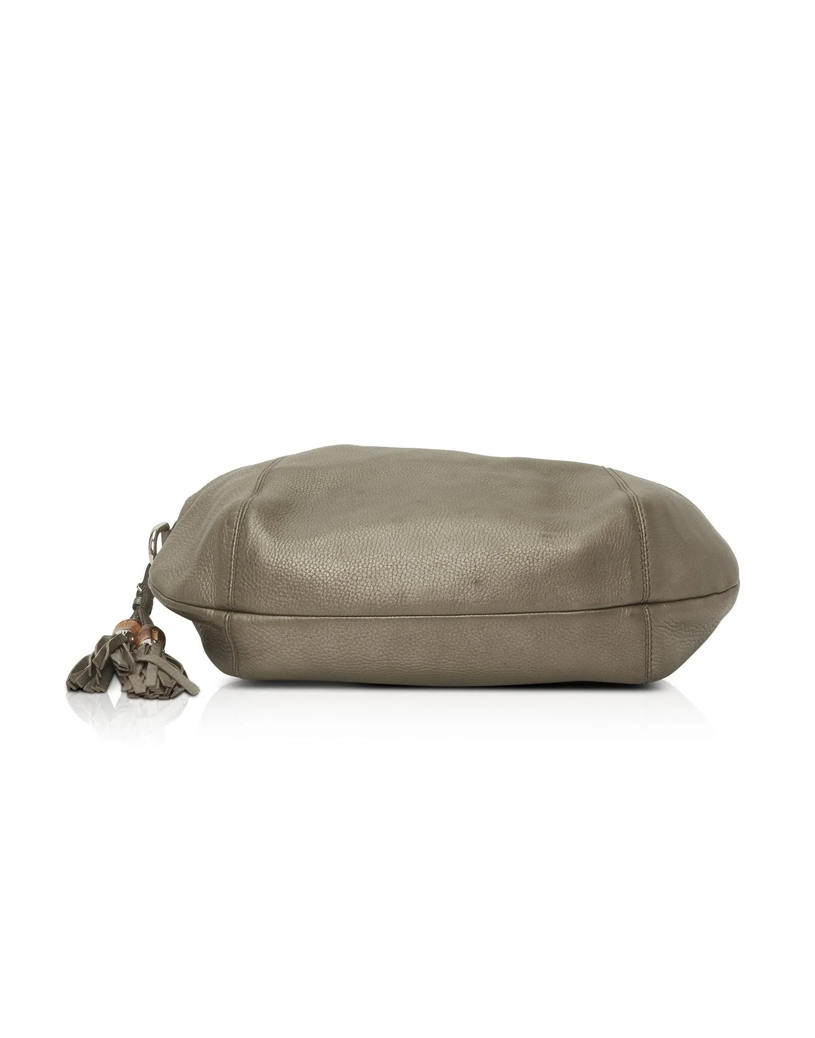 Gucci Metallic Silver Leather Techno Horsebit Hobo Shoulder Bag