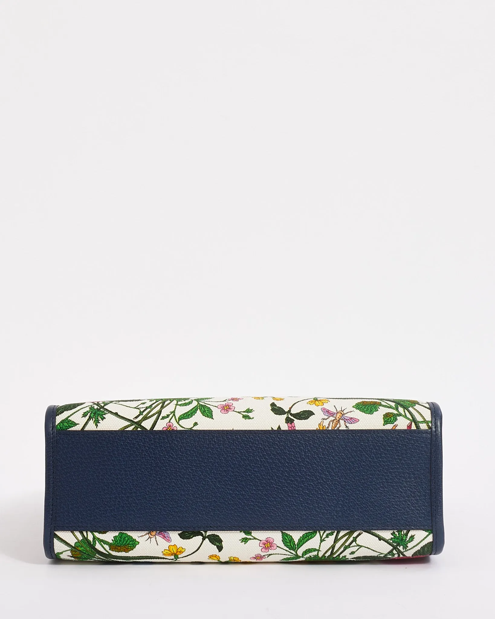 Gucci Navy Multi Canvas Flora Tote with Strap