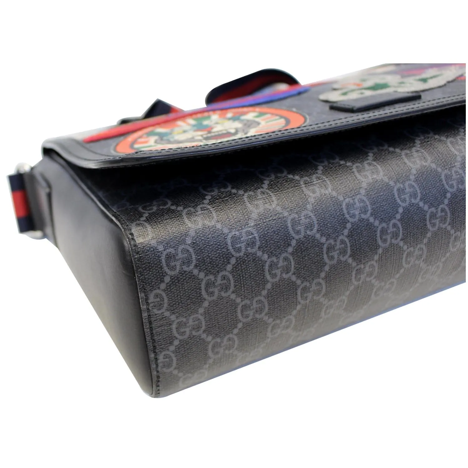 GUCCI  Night Courrier GG Supreme Flap Messenger Bag Black/Grey 474138