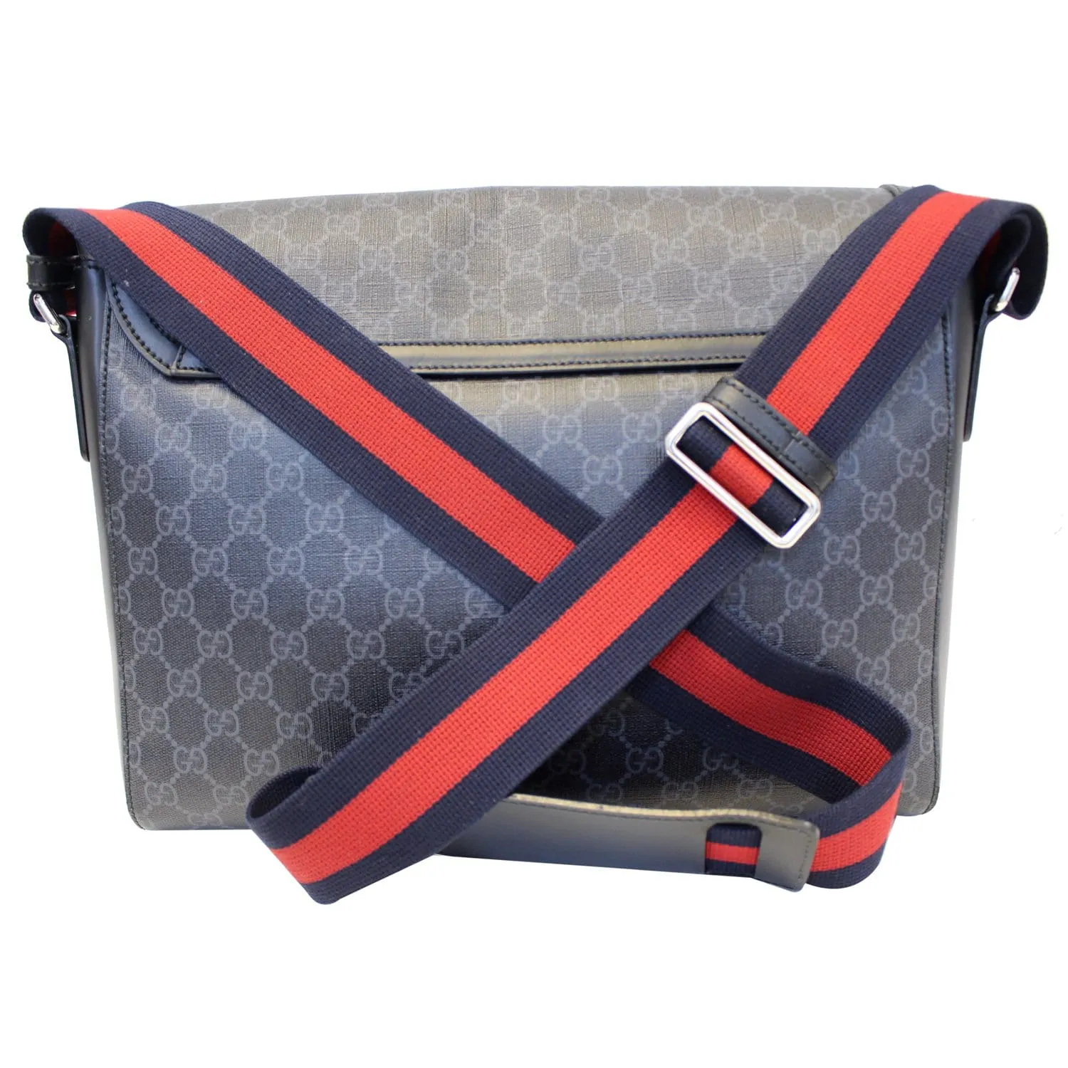GUCCI  Night Courrier GG Supreme Flap Messenger Bag Black/Grey 474138