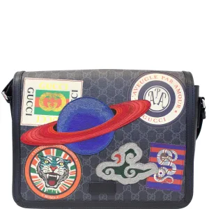 GUCCI  Night Courrier GG Supreme Flap Messenger Bag Black/Grey 474138