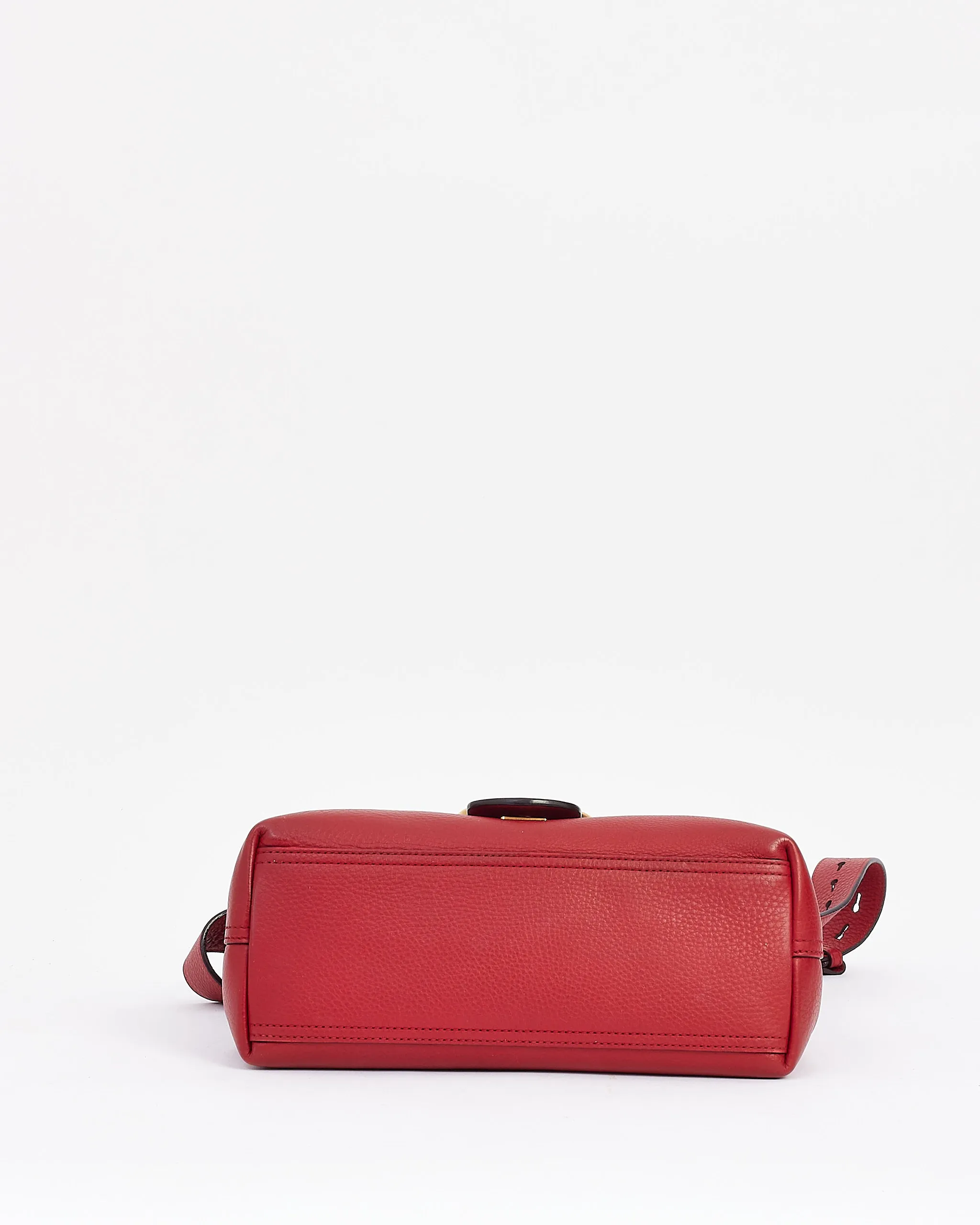 Gucci Red Pebbled Leather GG Marmont Shoulder Bag