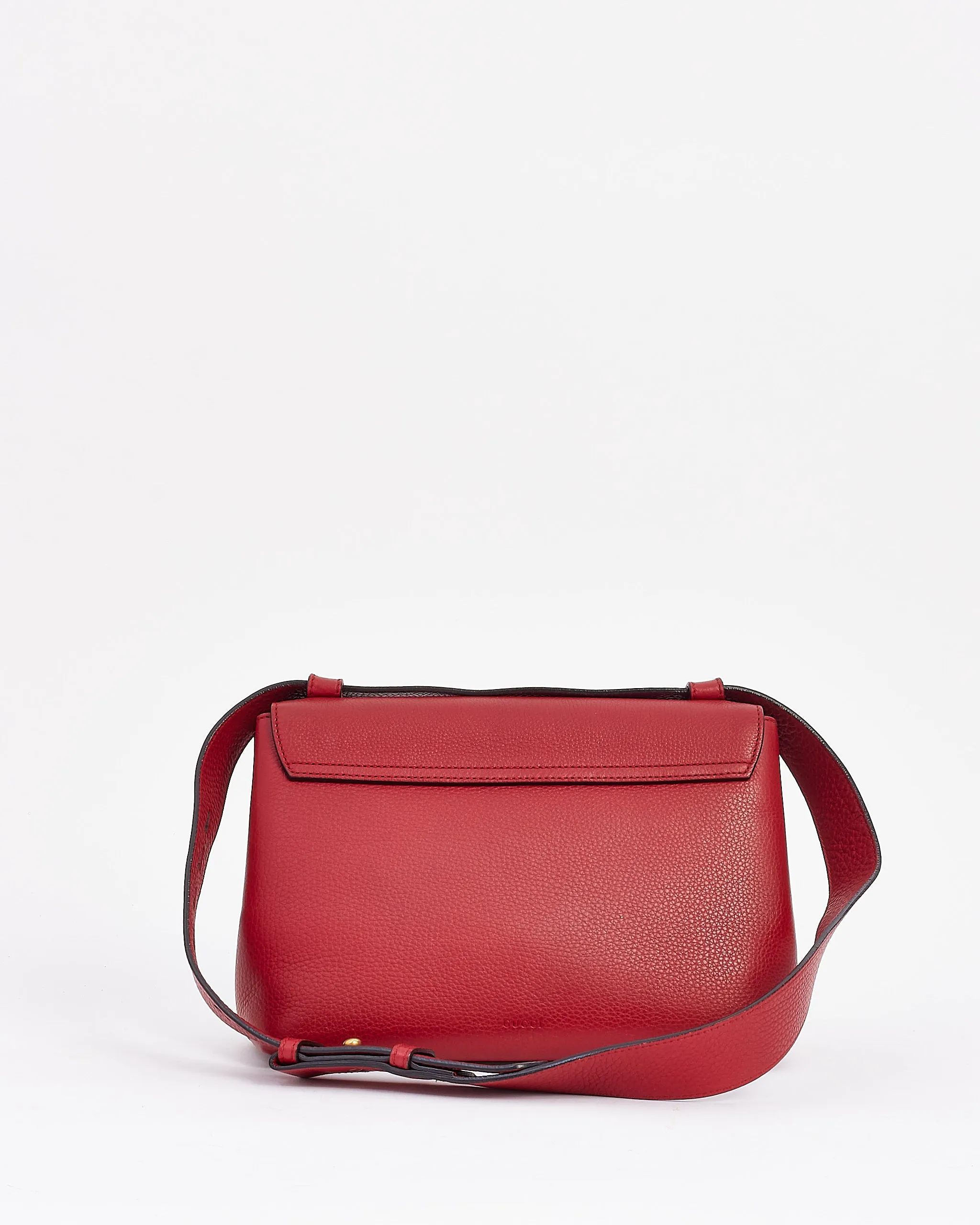 Gucci Red Pebbled Leather GG Marmont Shoulder Bag