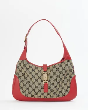 Gucci Red/Blue GG Print Canvas Jackie Shoulder Bag