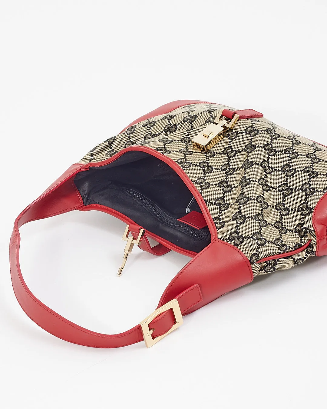 Gucci Red/Blue GG Print Canvas Jackie Shoulder Bag