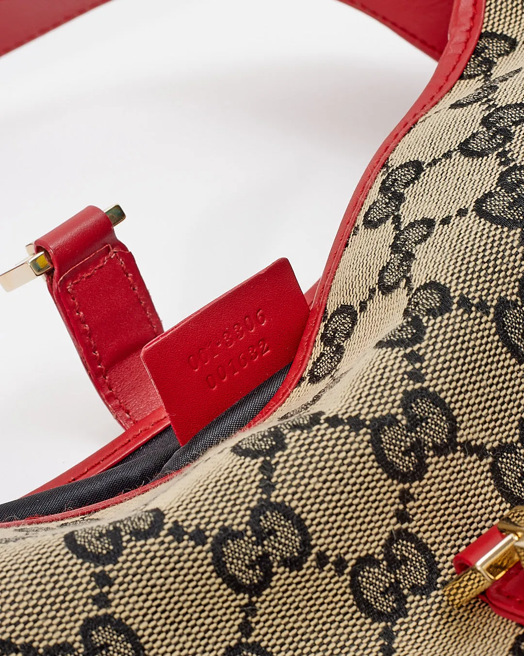 Gucci Red/Blue GG Print Canvas Jackie Shoulder Bag