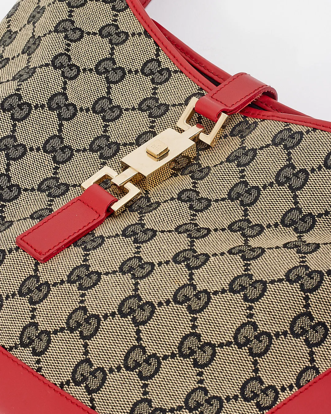 Gucci Red/Blue GG Print Canvas Jackie Shoulder Bag