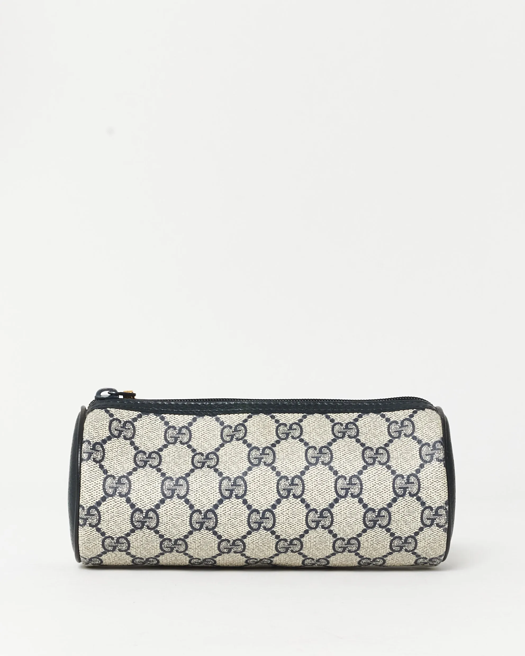Gucci Vintage Beige & Navy Coated Canvas Cosmetic Pouch