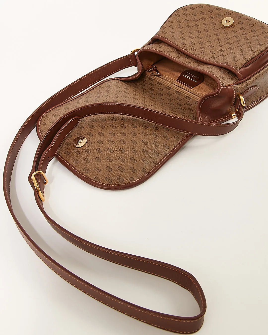 Gucci Vintage Brown GG Micro Monogram Crossbody Bag