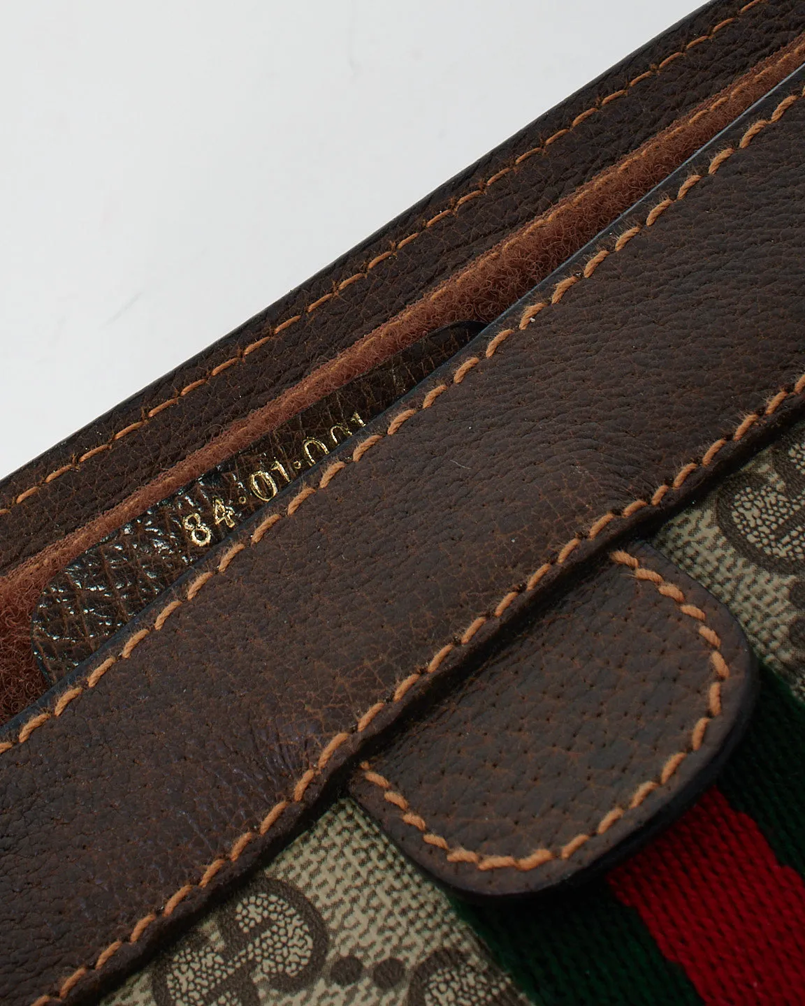 Gucci Vintage Brown Web Canvas Cosmetic Bag Clutch