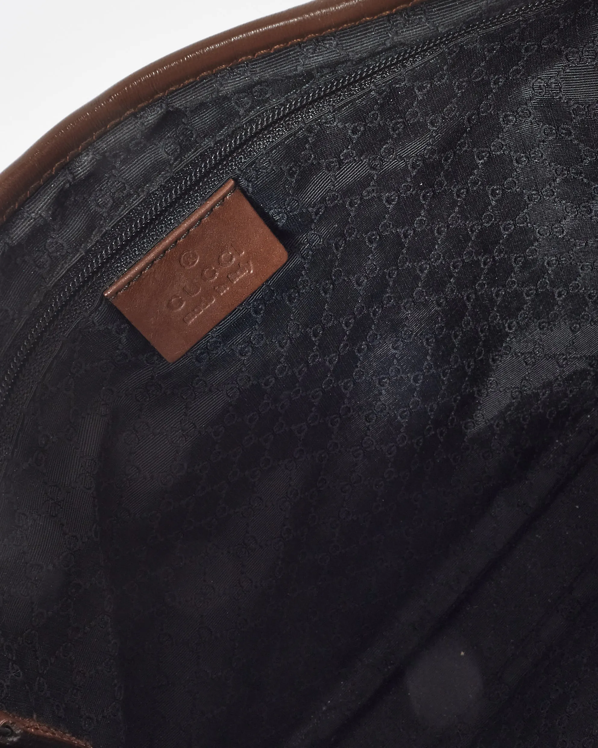 Gucci Vintage Navy Canvas & Brown Leather Jackie Bag