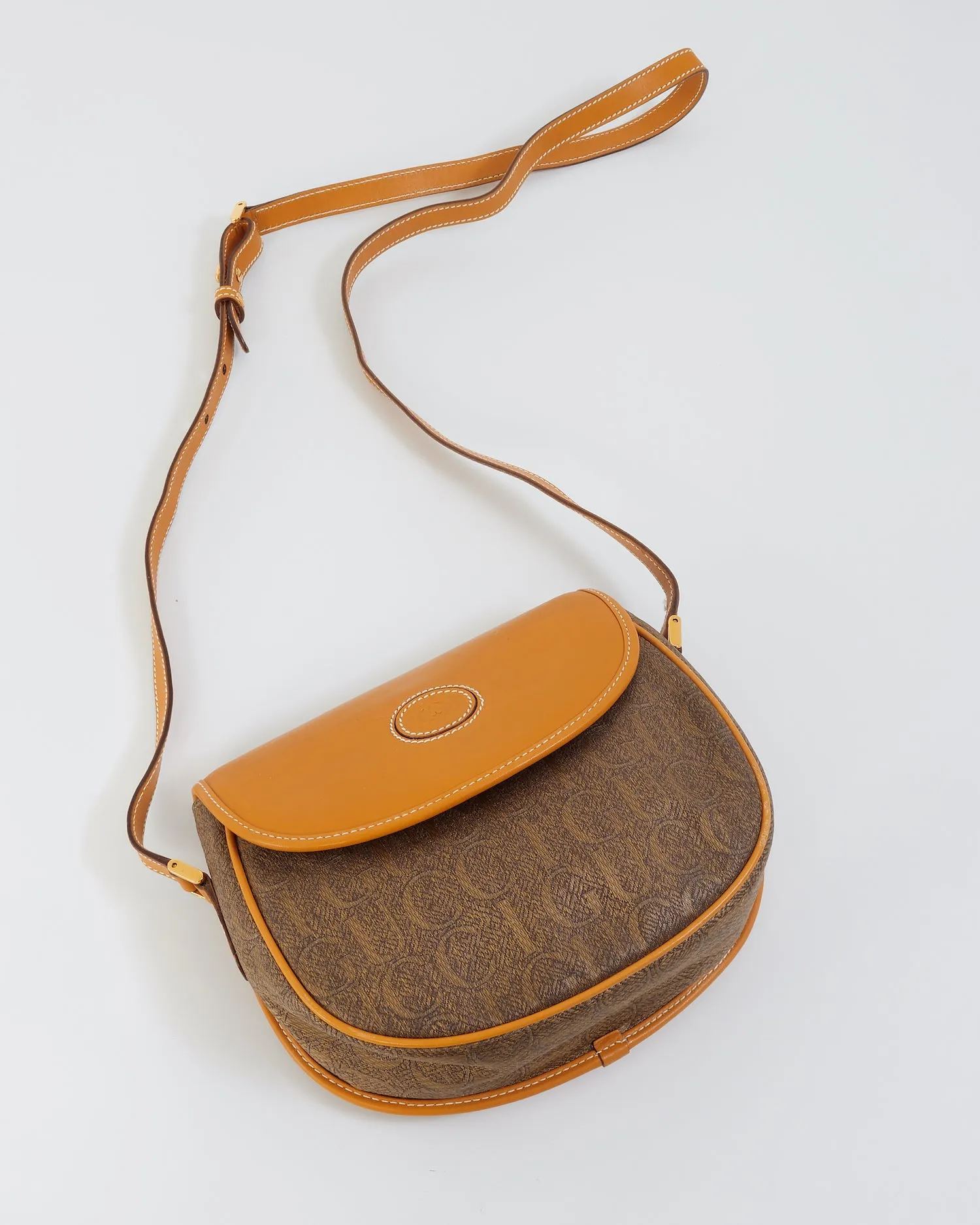 Gucci Vintage Tan GUCCI Logo Coated Canvas Crossbody Bag