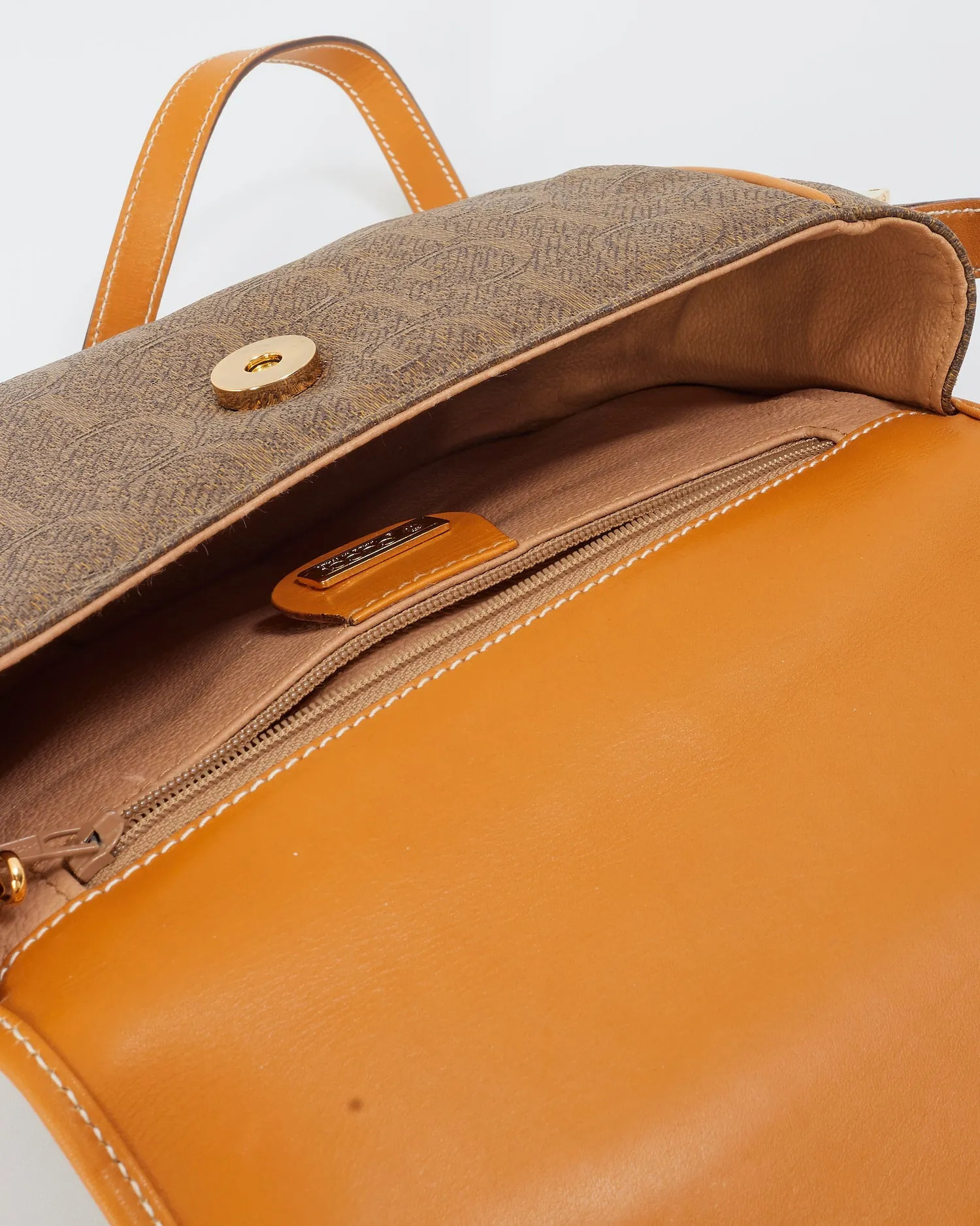 Gucci Vintage Tan GUCCI Logo Coated Canvas Crossbody Bag