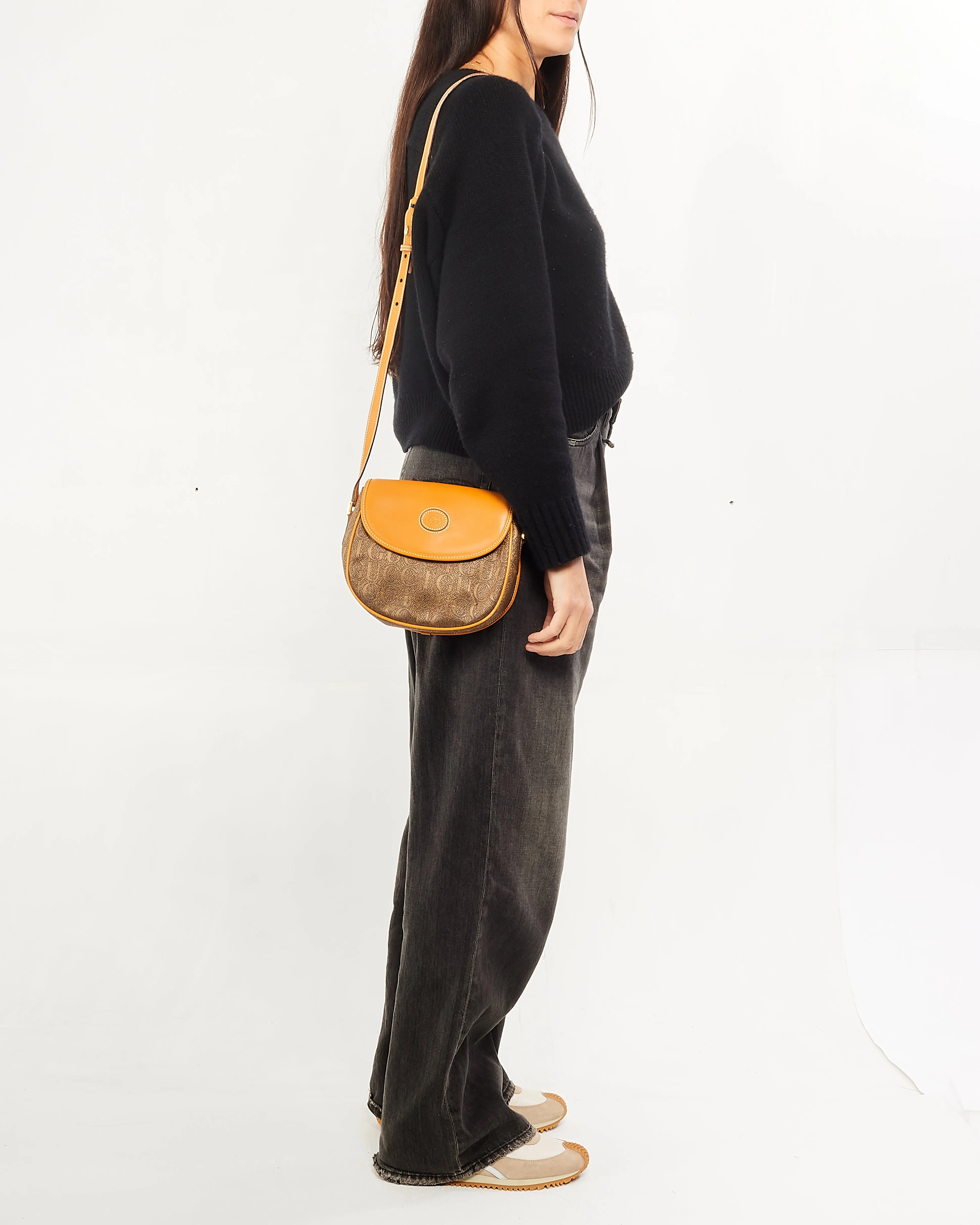 Gucci Vintage Tan GUCCI Logo Coated Canvas Crossbody Bag