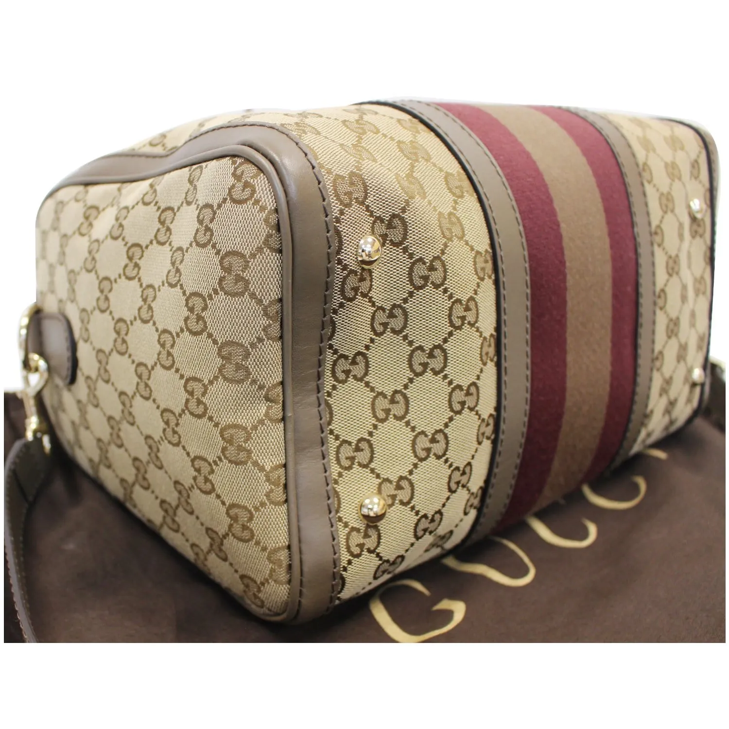 GUCCI Vintage Web Original GG Boston Bag Beige 247205