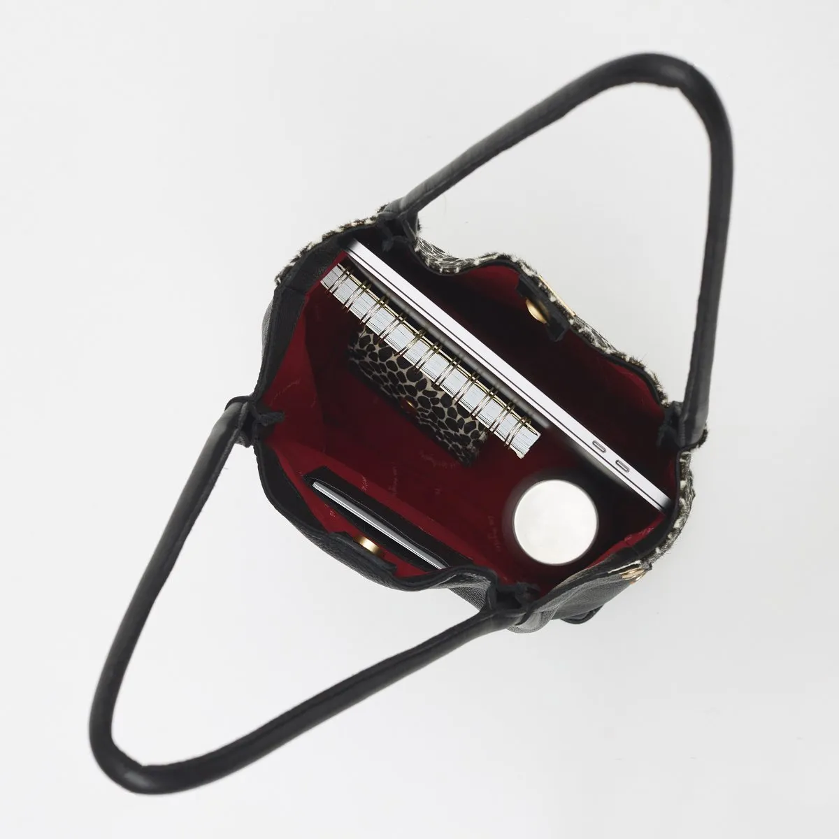 Hammitt Oliver Medium Dapple Calf Tote Purse Black White Leather Bag Handbag NEW
