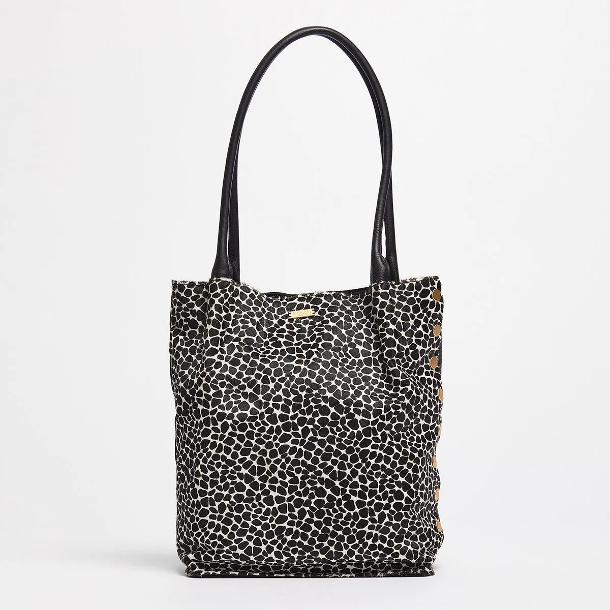 Hammitt Oliver Medium Dapple Calf Tote Purse Black White Leather Bag Handbag NEW