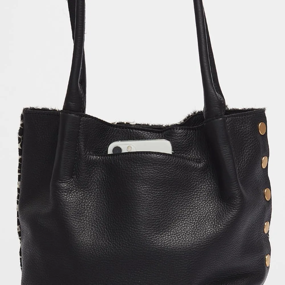 Hammitt Oliver Medium Dapple Calf Tote Purse Black White Leather Bag Handbag NEW