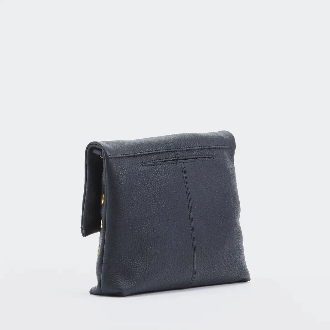 Hammitt VIP Medium Black/Brushed Gold Leather Crossbody Clutch