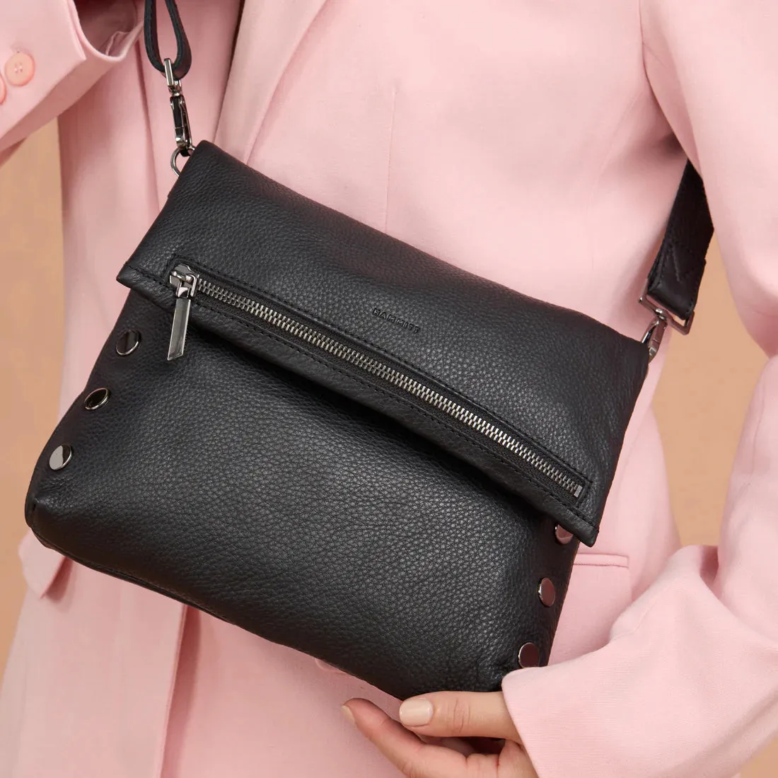 Hammitt VIP Medium Black/Gunmetal Crossbody Clutch