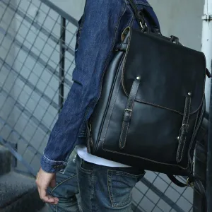 Handmade Men Backpack Crazy Horse Leather Laptop Backpack Travel Backpack Z9035