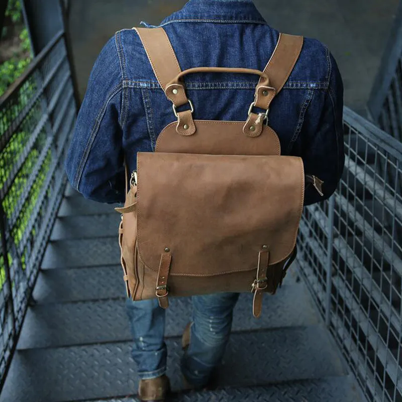 Handmade Men Backpack Crazy Horse Leather Laptop Backpack Travel Backpack Z9035
