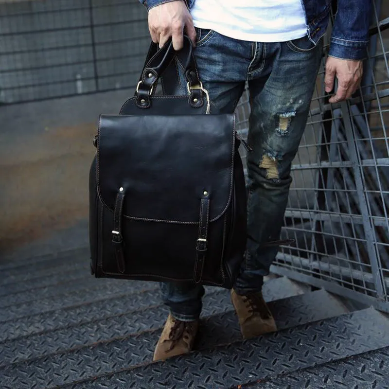 Handmade Men Backpack Crazy Horse Leather Laptop Backpack Travel Backpack Z9035