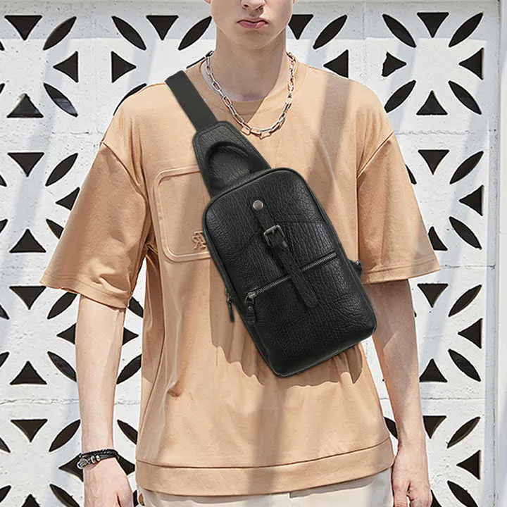 Handmade Vintage Leather Crossbody Chest Bag