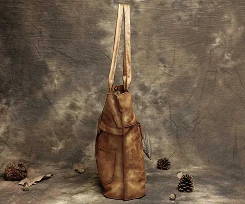 Handmade Vintage Leather Handbags, Top Grain Leather Tote Bag, Shoulder Bag DD103