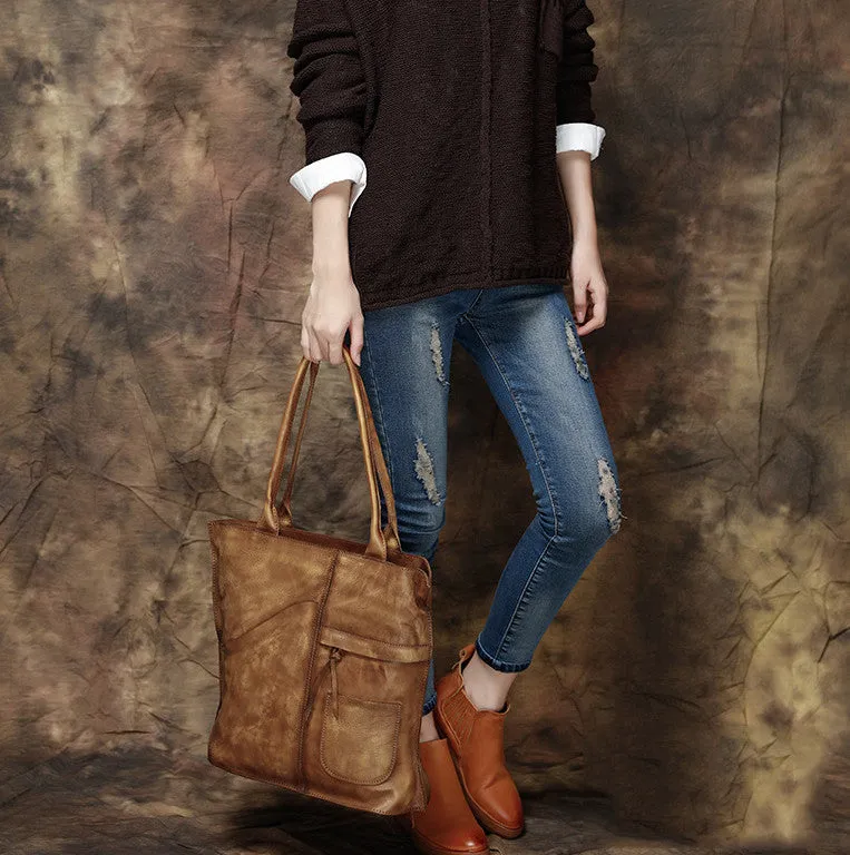 Handmade Vintage Leather Handbags, Top Grain Leather Tote Bag, Shoulder Bag DD103