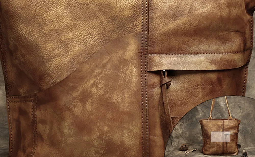 Handmade Vintage Leather Handbags, Top Grain Leather Tote Bag, Shoulder Bag DD103