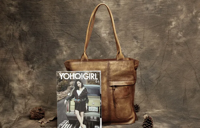 Handmade Vintage Leather Handbags, Top Grain Leather Tote Bag, Shoulder Bag DD103